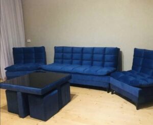 სამეული და ჟურნალის მაგიდა 4 პუფით (ფოთში მიწოდებით)